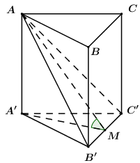 Cho hình lăng trụ đều ABC.A'B'C' có cạnh đáy bằng 2a, cạnh bên bằng a. Tính góc giữa hai mặt phẳng (ảnh 1)