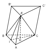Cho lăng trụ ABC.A′B′C′ có đáy ABC  là tam giác đều cạnh a, và  (ảnh 1)