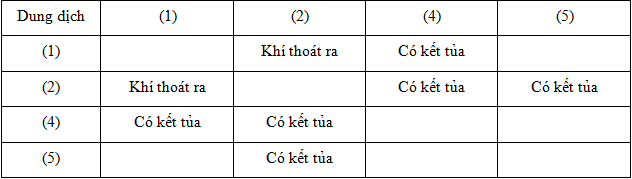 Các dung dịch (1), (3), (5) lần lượt là (ảnh 1)