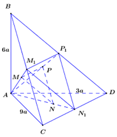 Cho tứ diện ABCD có AB, AC, AD đôi một vuông góc với AB = 6a (ảnh 1)