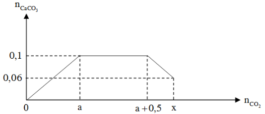 Sục khí x mol khí CO2 vào dung dịch X chứa hỗn hợp Ca(OH)2 và NaOH, kết quả thí nghiệm được biểu diễn bằng đồ thị sau (ảnh 1)