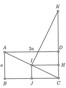 Cho hình chữ nhật ABCD tâm I, viết AB = a, AD = 2a. Gọi J là trung điểm BC (ảnh 1)