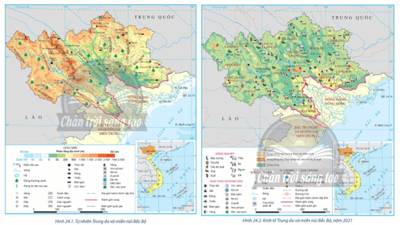 Dựa vào hình 24.1, 24.2, và thông tin trong bài, hãy: Chứng minh vùng Trung du và miền núi Bắc Bộ 