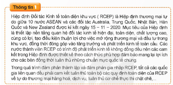 Em hãy cho biết để tham gia Hiệp định RCEP, các quốc gia phải cam kết thực hiện những điều gì