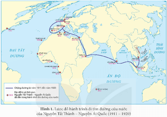 Giới thiệu hành trình tìm đường cứu nước của Nguyễn Ái Quốc trên lược đổ Hình 1