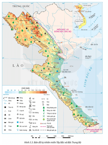 Dựa vào thông tin mục 2 và hình 3.3, hãy trình bày đặc điểm tự nhiên của miền Tây Bắc