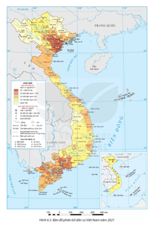 Dựa vào thông tin mục 3 và hình 6.3, hãy: Trình bày tình hình phân bố dân cư của nước ta