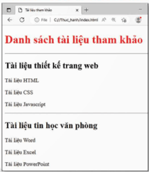 Trong Hình 1 mỗi dòng trên trang web được định nghĩa bằng thẻ nào trong số các thẻ sau