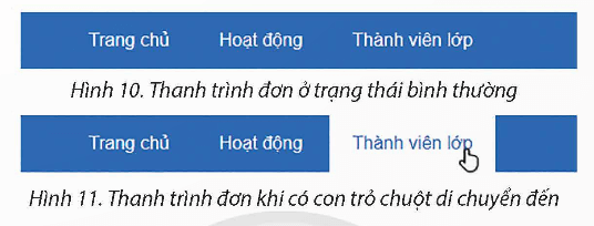 Nhiệm vụ Định kiểu CSS cho siêu liên kết và danh sách trang 127 Tin học 12