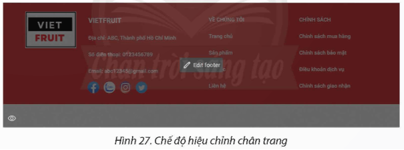 Nhiệm vụ. Thiết kế chân trang. Yêu cầu: Sử dụng trang web chủ đề bán hàng đã thiết kế trong Thực hành