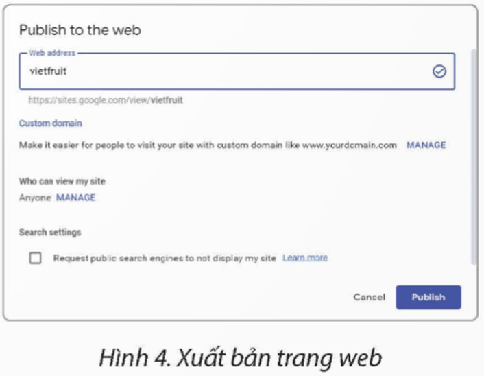 Nhiệm vụ. Xuất bản trang web. Yêu cầu: Sử dụng các trang web đã thiết kế từ Bài E1