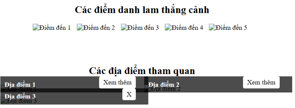 Thiết kế nội dung trang Điểm đến cho trang web chủ đề danh lam thắng cảnh