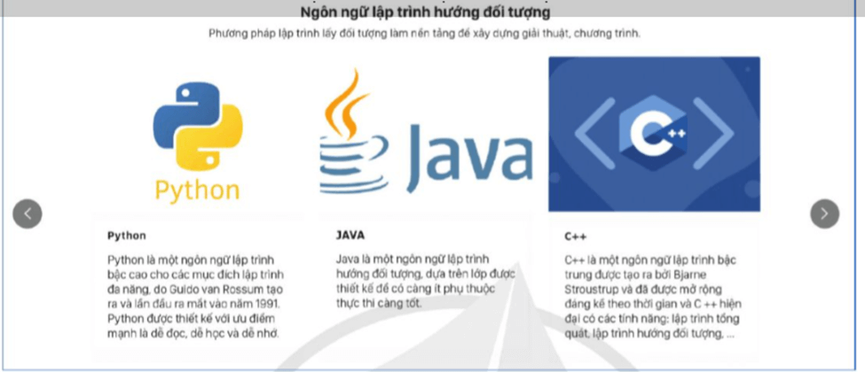 Em hãy tạo nội dung cho trang web được thể hiện dưới dạng thanh trượt theo mẫu như ở Hình 9