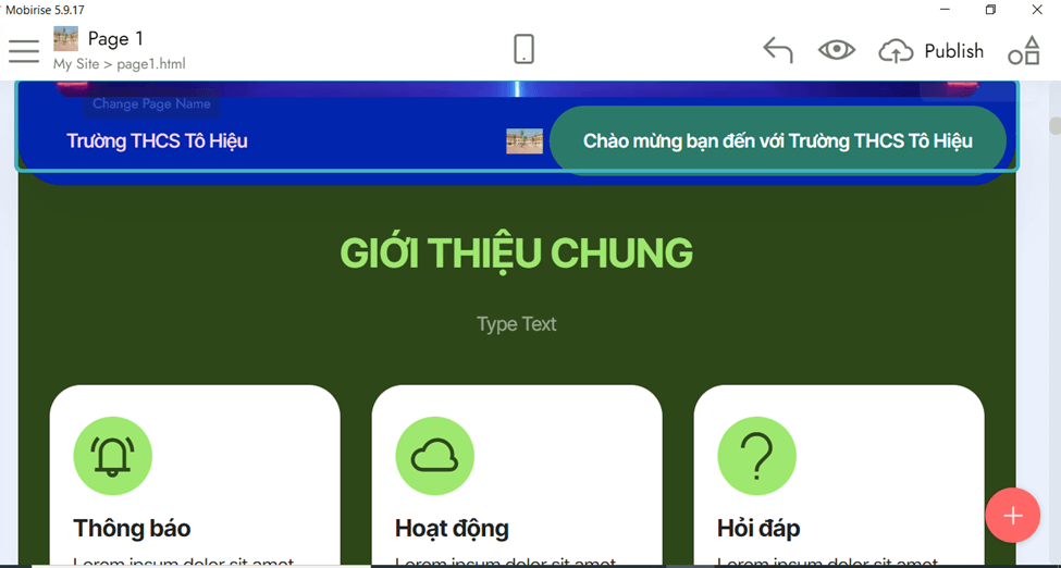 Em hãy thêm vào trang web một số nội dung mới sau đó chỉnh sửa phần văn bản