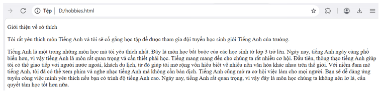 Tạo website cá nhân: Em hãy hoàn thành một website cá nhân của riêng mình theo ý muốn