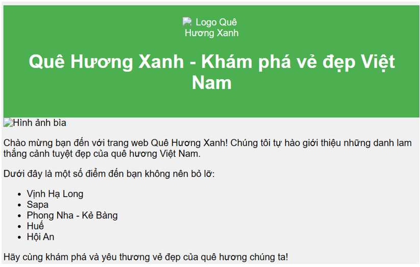 Em hãy thiết kế một trang web với chủ đề du lịch để giới thiệu hình ảnh danh lam