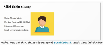 Em hãy bổ sung các nội dung sau vào trang web portfolio.html