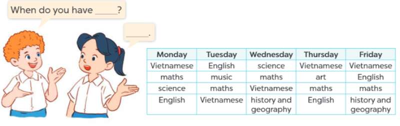Giải SGK Tiếng Anh lớp 4 Unit 7: Our timetables | Global Success (ảnh 9)