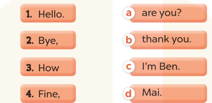 Sách bài tập Tiếng Anh lớp 3 Unit 1 trang 5 Sentence patterns - Kết nối tri thức (ảnh 1)