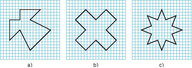 Em hãy vẽ các hình dưới đây vào giấy kẻ ô vuông rồi chỉ ra tất cả các trục đối xứng