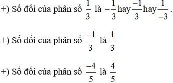 Tìm số đối của các phân số sau: 1/3; -1/3 và -4/5